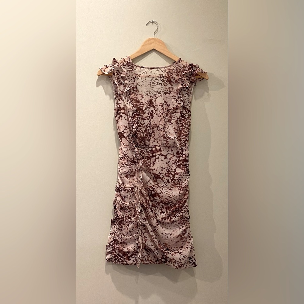 Colorful pink, semi-formal, fitted, cinched, size XXS Express dress.